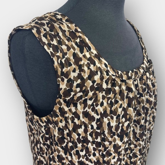 Talbots Women's Sleeveless Blouse Top Animal Print Brown Black White Size Small - Picture 6 of 7